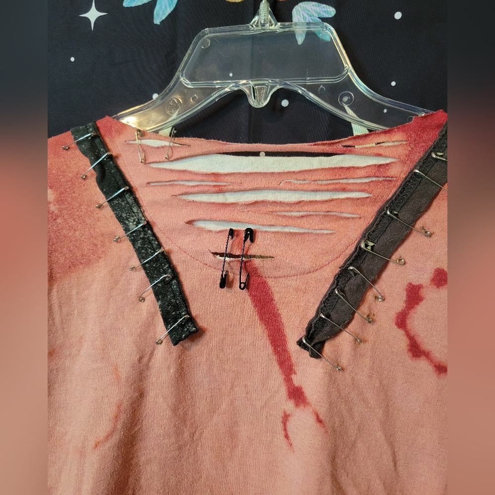 Bleached Gypsy Style Patchwork Handmade Punk Shirt - Picture 10 of 11